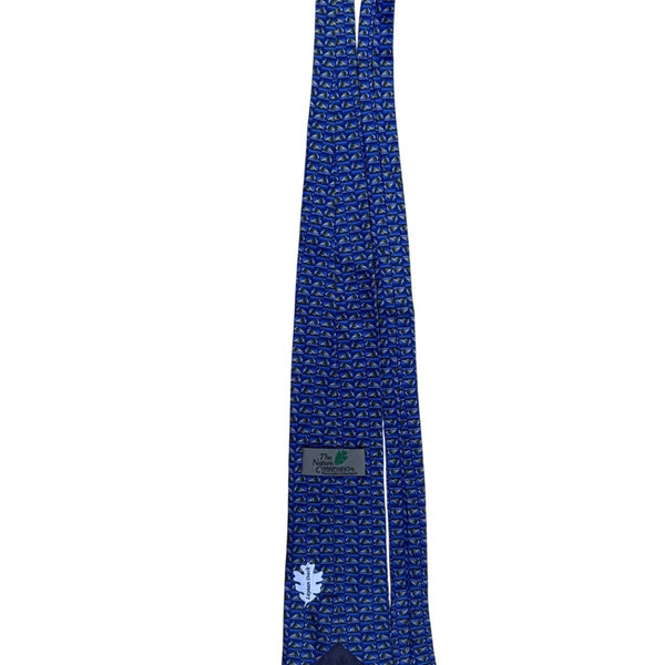 The Nature Conservancy Mens Blue Silk Duck Pattern Neck Tie Hand Made Imported