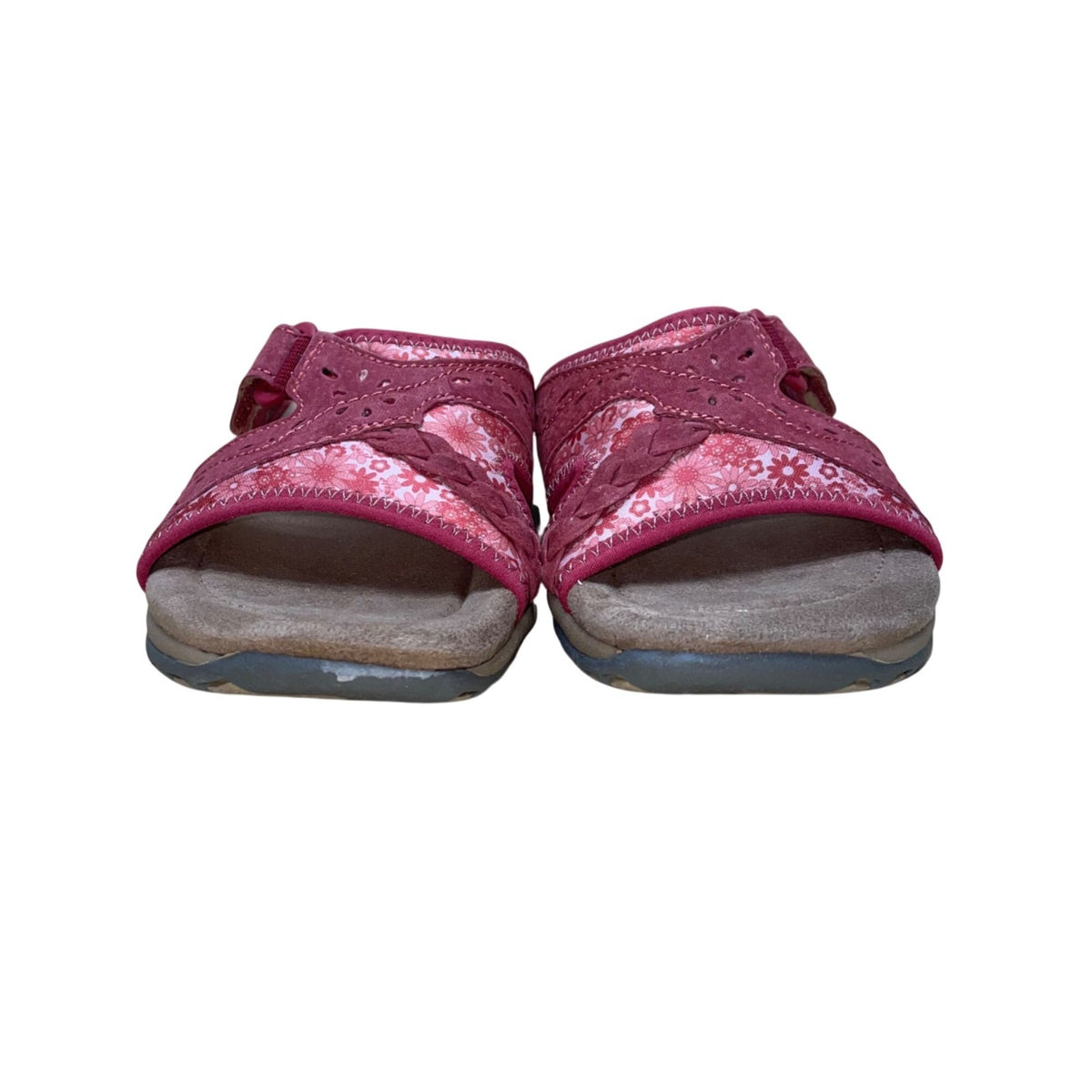 Earth Origins Women’s Red Pig Suede Floral Accent Sander Slip-On Sandals Size 7M