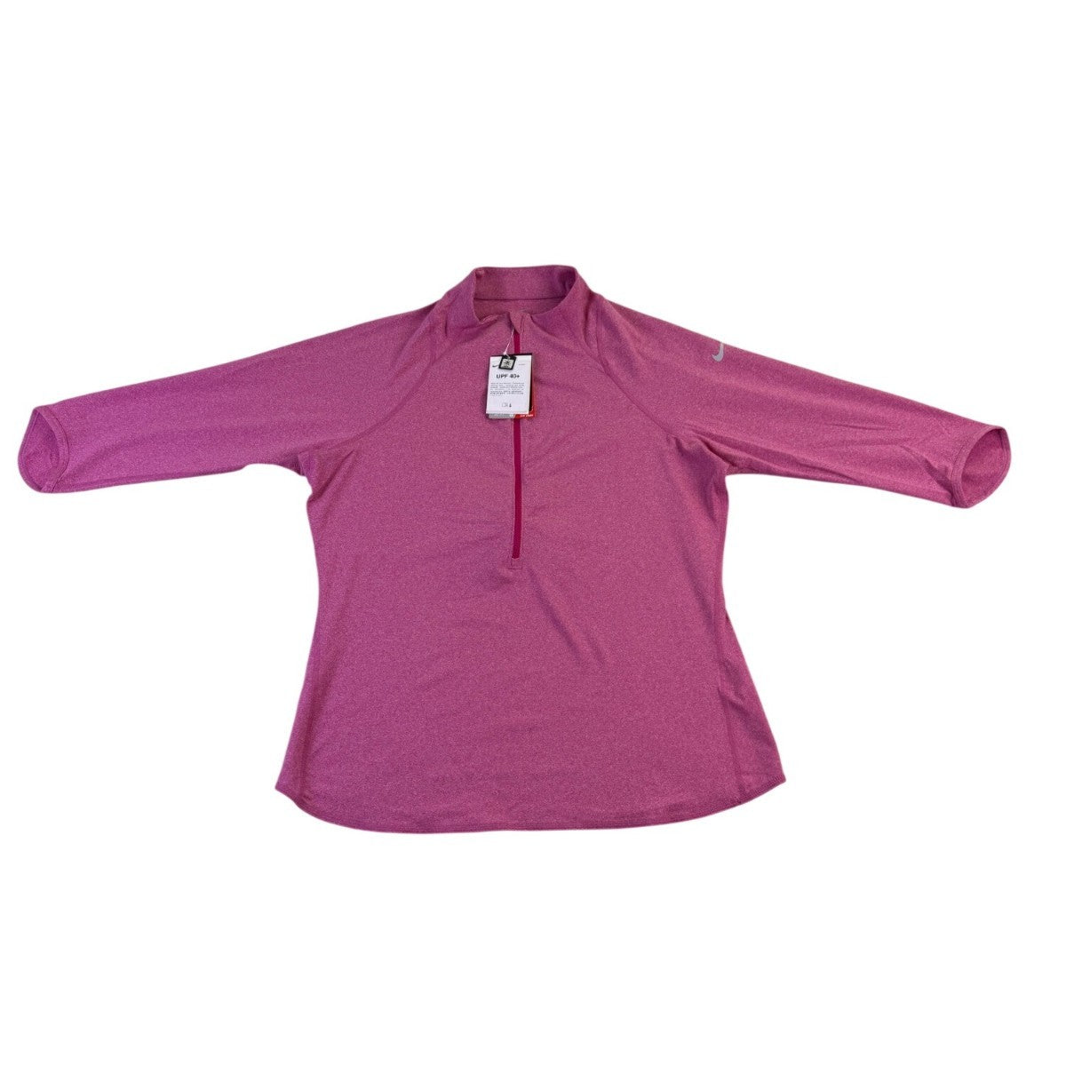 Nike Womens Pink Dri-Fit 3/4 Sleeve Zip Pullover Workout Shirt Sz  XL