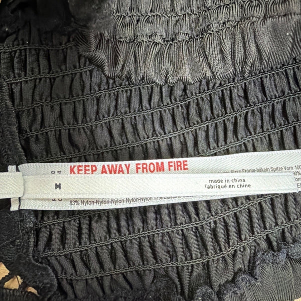 Anthropologie Womens Black Lace Crochet Bralette Top Size M