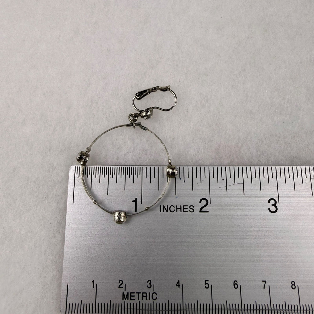 Silver Tone Womens Mixed Bead Hoop Earrings & Wire Bangle Bracelet Set