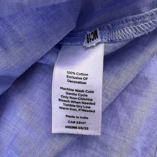 Talbots Womens Blue Cotton Blouse Petite Eyelet Embroidered Button-Front Sz  XLP