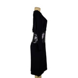 Vintage Mignon Womens Black Sequin Cinched Waist Long Sleeve Dress M