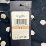 Tommy Hilfiger Womens Navy Polka Dot Sleeveless Shirt Dress Belted Size 12