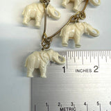 20 Herd Celluloid Elephants Dangling from Gold Tone Chain Necklace - 36in