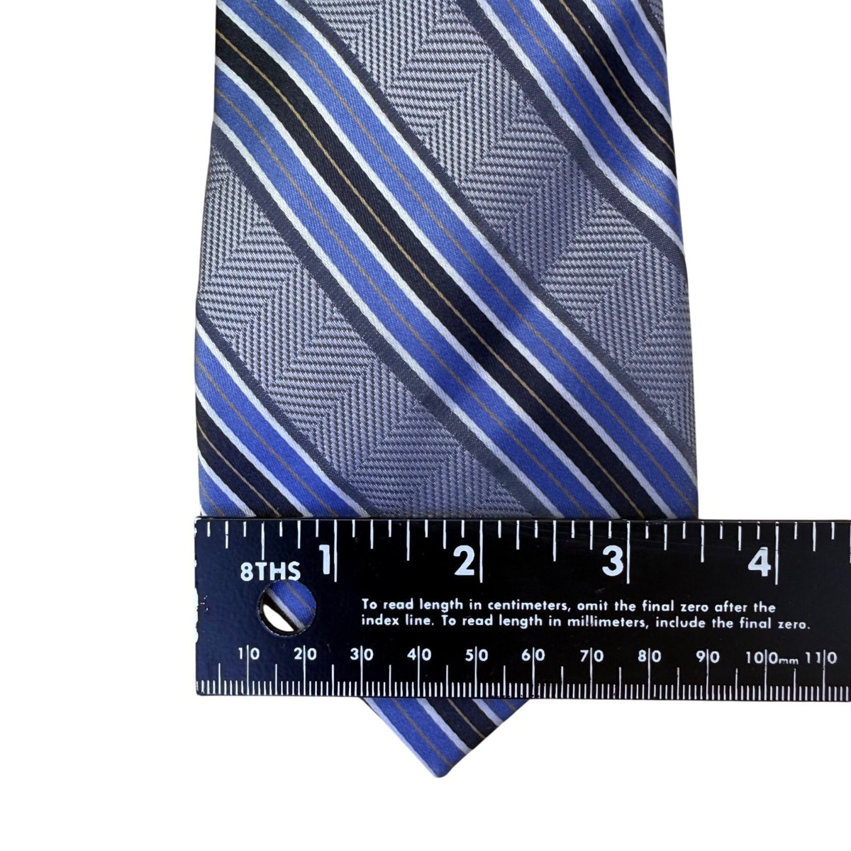 Ike Behar Mens Blue & Gray Striped Pattern Tie 57 Inches Long Classic Design