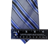 Ike Behar Mens Blue & Gray Striped Pattern Tie 57 Inches Long Classic Design