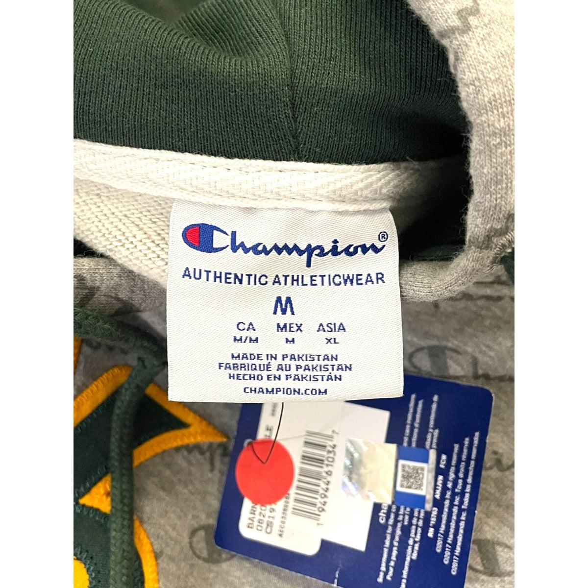 NWT Champion Pullover Pockets Cotton Men's Hoodie Grey, Green Size Medium