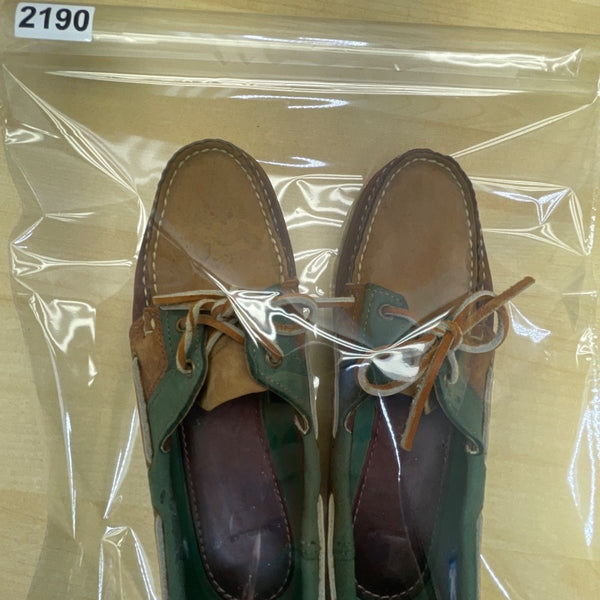 Sebago Women’s Brown & Green Leather 2 Eyes Docksides Boat Moc Toe Shoes Size 7.
