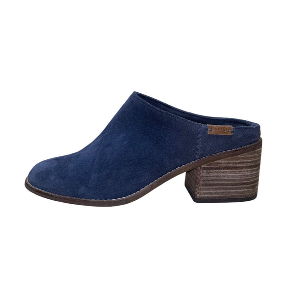Toms Women’s Navy Suede With Block Heel Slip-On Mule Shoes Size 7.5