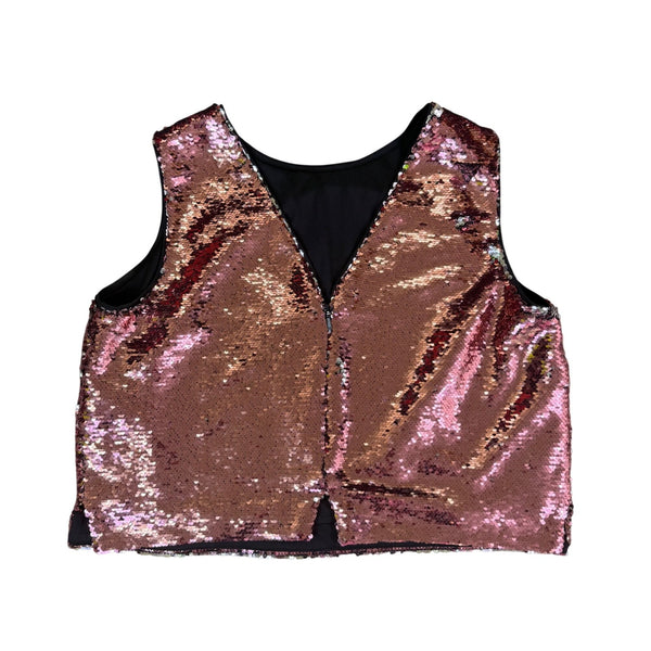 Eva Mendes Womens Rose Gold Sequined & Sleeveless Party Tank Top Size XL