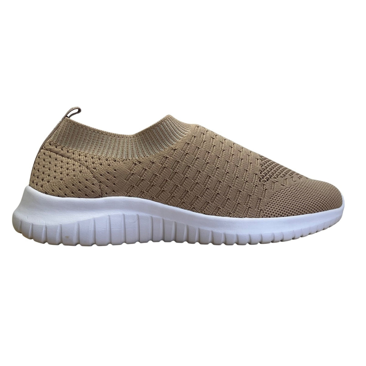 Tiosebon Women’s Beige Knit Breathable Slip-On Walking Sneakers Size US6/37EU