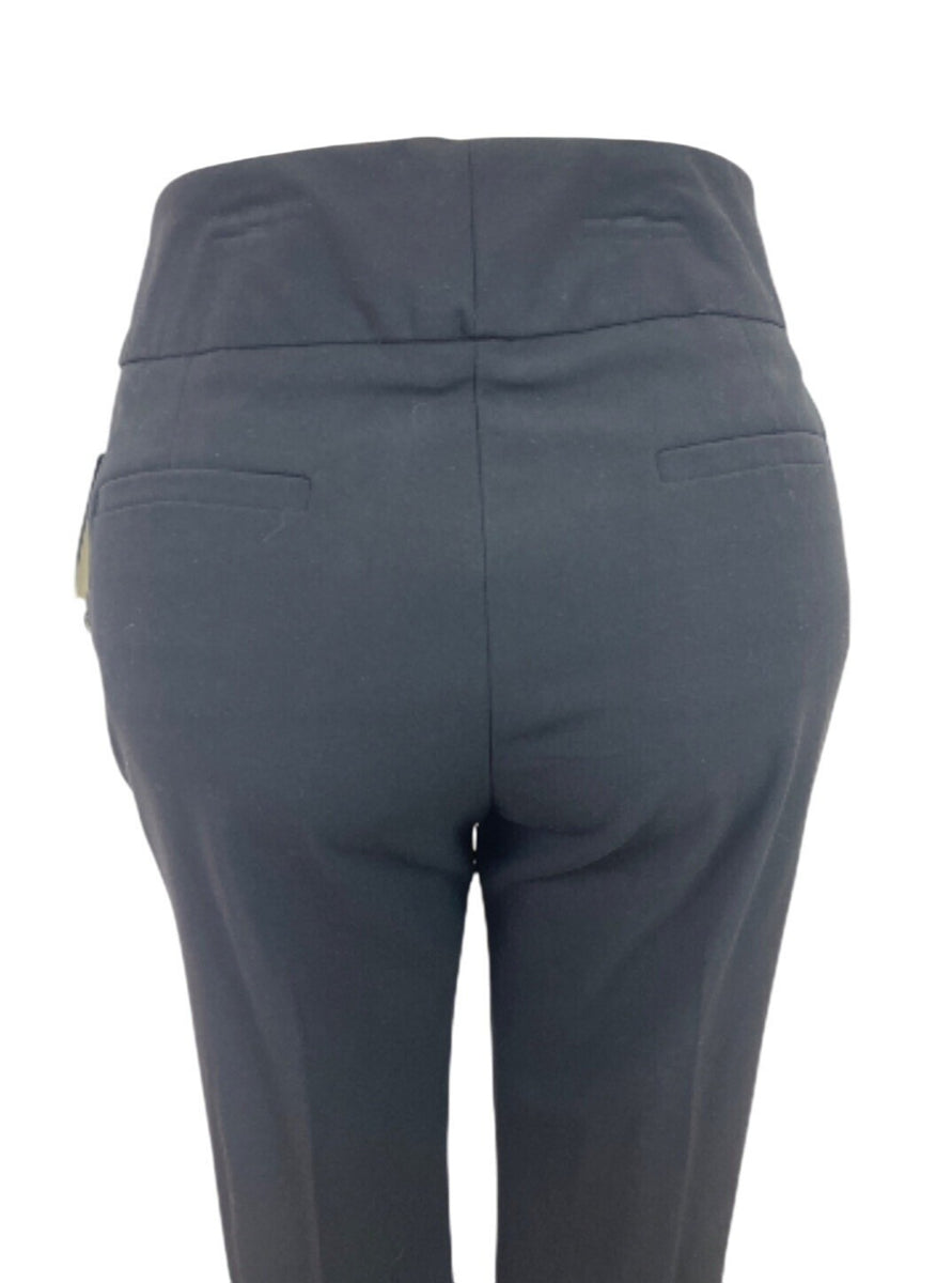Kenneth Cole Women Black Dress Pants Short High-Waist Wide Leg Hook Sz 12 - New