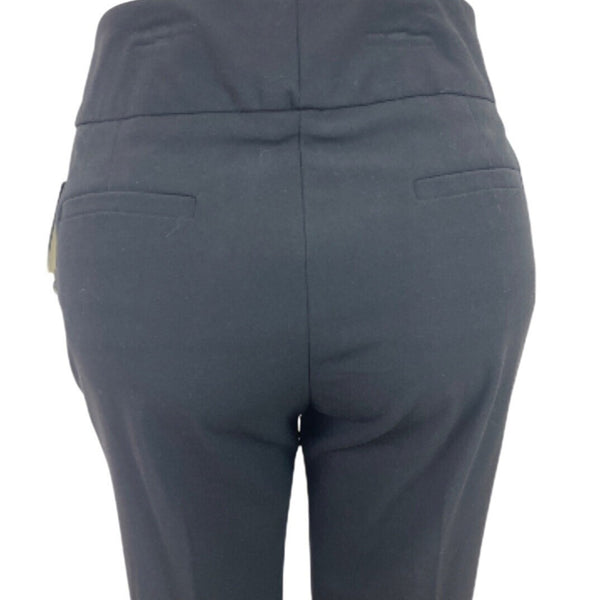 Kenneth Cole Women Black Dress Pants Short High-Waist Wide Leg Hook Sz 12 - New