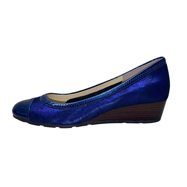 Cole Haan Women’s Cobalt Blue Sparkle & Patent Leather Milly Wedge Shoes Size 6B