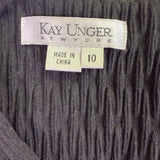 Kay Unger Womens Black Nylon Blend 3/4 Sleeve Embellished Wrap Midi Dress Size 1