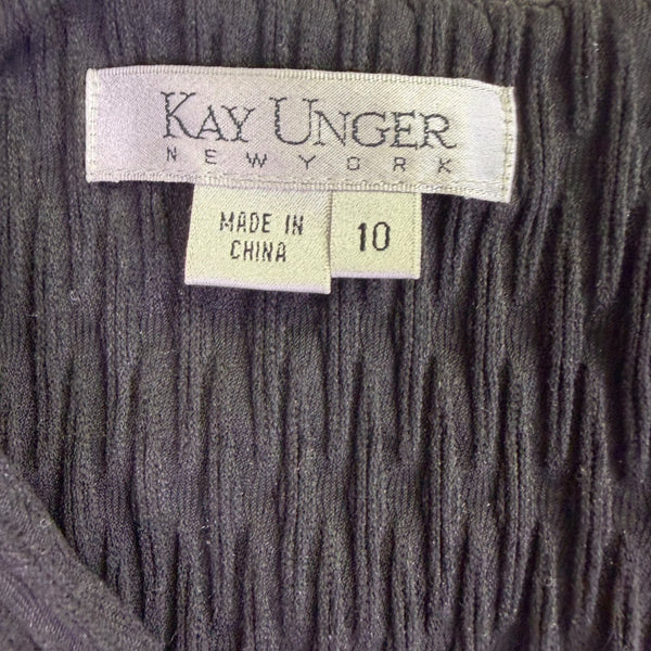 Kay Unger Womens Black Nylon Blend 3/4 Sleeve Embellished Wrap Midi Dress Size 1