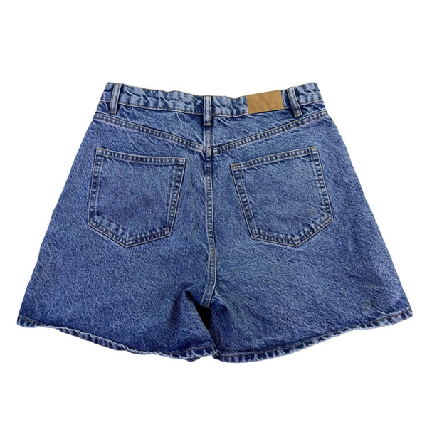 Zara Womens Blue Denim Cotton High-Waisted Casual Relaxed Shorts Size 10