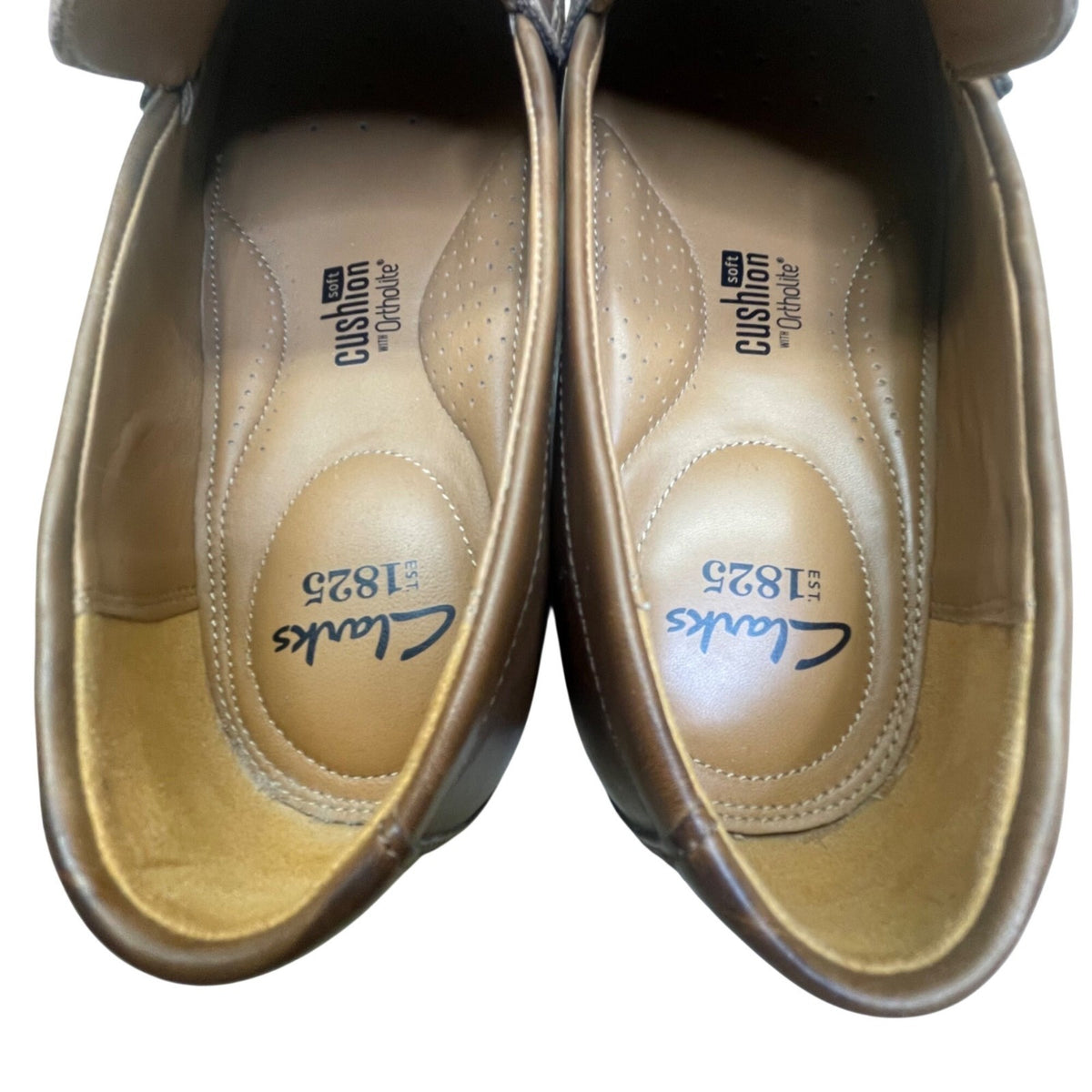 Clarks Men’s Brown Leather Soft Cushion Insole Slip-On Penny Loafers Size 8