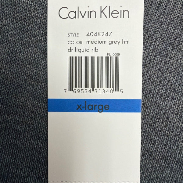 Calvin Klein Mens Medium Grey Cotton V-Neck Liquid Rib Long Sleeve Sweater Sz XL