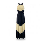 Charming Charlie Womens Navy & Cream Maxi Dress Sleeveless Chevron Size S