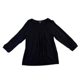 Alfani Women’s Black Pleated Scoop Neck Top Wit 3/4 Sleeves Size L