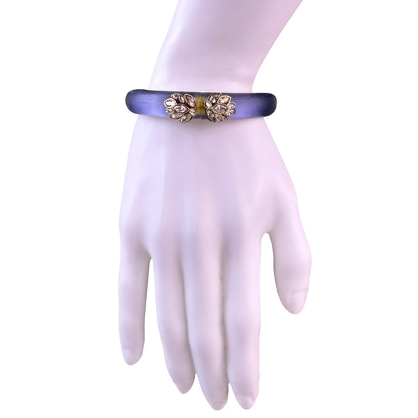 Alexis Bittar Lucite Womens Purple Resin Bracelet With Swarovski Crystals Floral