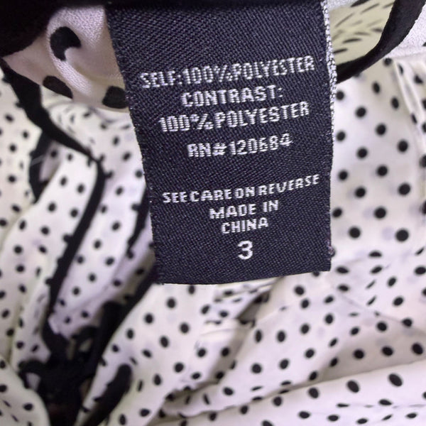 Torrid Womens White & Black Polyester Polka Dot Flutter Sleeve Top Size 3