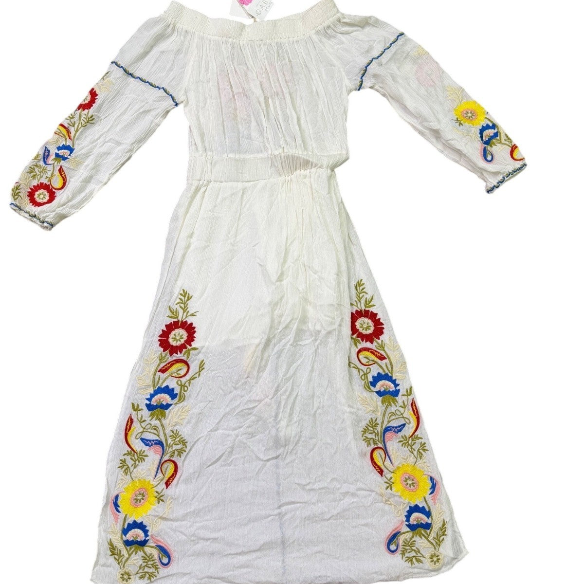 L’Atiste Women’s White Embroidered Off-Shoulder Maxi Dress Size S