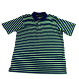 Walter Hagen Mens Navy Blue/Green Striped Polo Shirt Short Sleeve Sz L