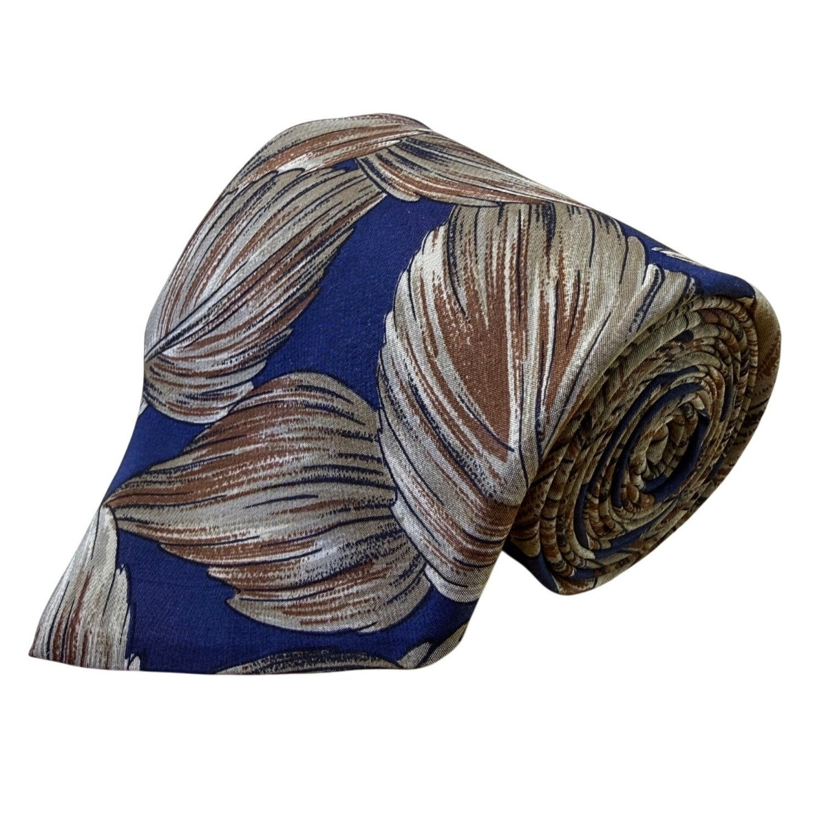 Alfani Mens Blue & Brown 100% Silk Patterned Necktie Made In Italy