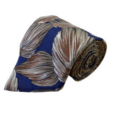 Alfani Mens Blue & Brown 100% Silk Patterned Necktie Made In Italy
