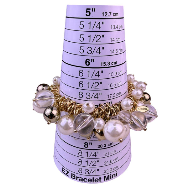 Chicos Womens Gold Tone Faux Pearl & Clear Crystal Stretch Bracelet Multi-Bead