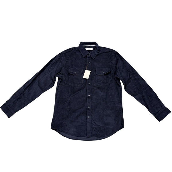 James Campbell Mens Navy Corduroy Button-Up Long Sleeve Shirt Size L