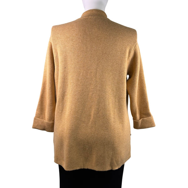 Talbots Womens Camel Nylon Wool Open Front Blazer Jacket With Pockets Size 2X