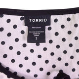 Torrid Womens White & Black Polyester Polka Dot Flutter Sleeve Top Size 3