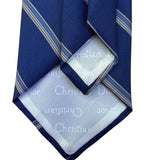 Mens Blue Polyester Striped Formal Neck Tie Classic Design