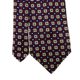 Faconnable Mens Burgundy Silk Patterned Tie Geometric Print 100% Silk