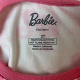 Barbie Girls Long Sleeve Pajama Set With Pink Logo & Silhouette White Sz 2T- NEW