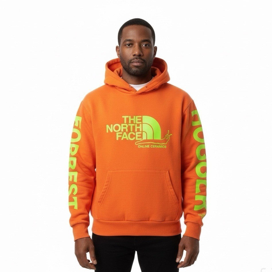The North Face Mens Orange Cotton Hoodie Collaboration With Online Ceramics Sz M