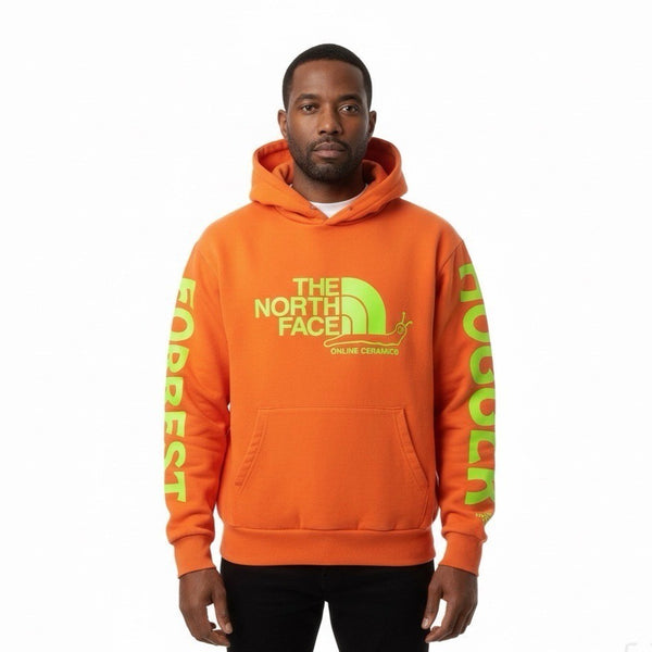 The North Face Mens Orange Cotton Hoodie Collaboration With Online Ceramics Sz M