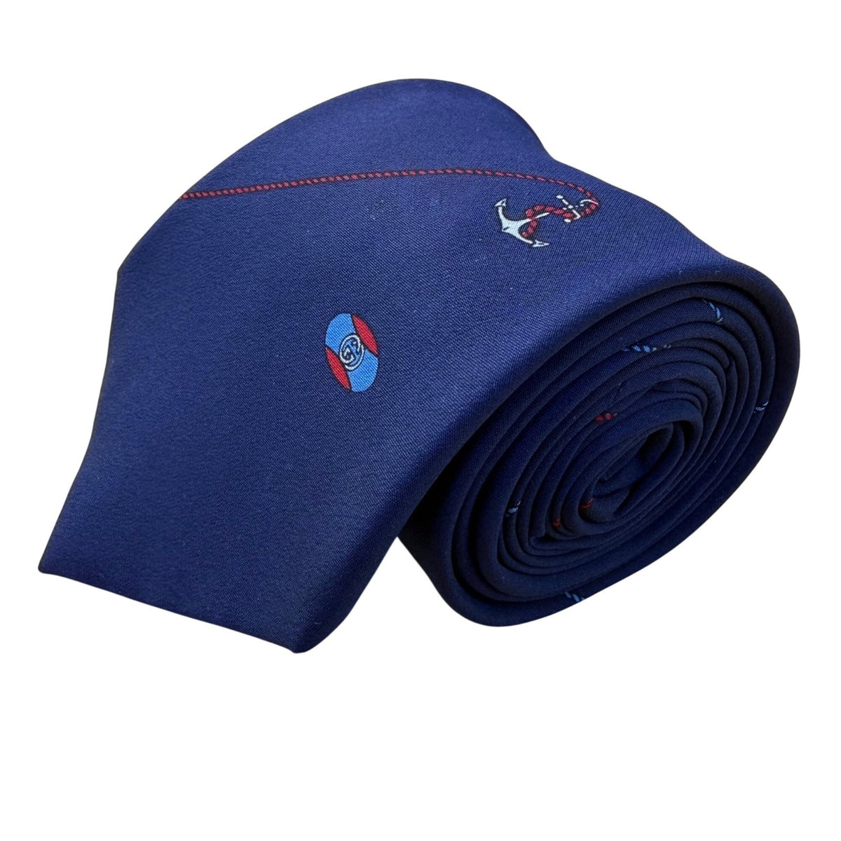 Navy Silk Anchor Nautical Tie Accessory Collection Designer Made In Italy