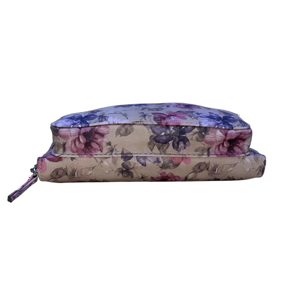 Mundi Women’s Beige Floral Faux Leather Adjustable Strap Crossbody Clutch Bag