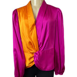 International Concepts Women's Magenta and Orange Long Sleeve Blouse Sz M