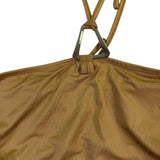 Edikted Womens Tan Polyester & Spandex Halter Top Ruched Asymmetrical Hem Size S