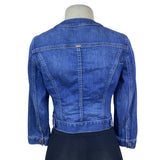 White House Black Market Women’s Blue Denim Button-Front Fitted Jacket Sz 4