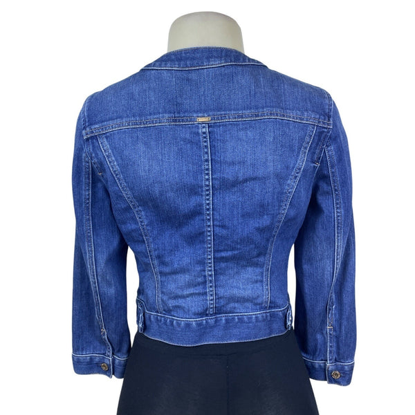 White House Black Market Women’s Blue Denim Button-Front Fitted Jacket Sz 4