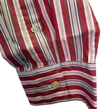 Faconnable Mens Red & White Cotton Striped Long Sleeve Button-Up Shirt Size XL