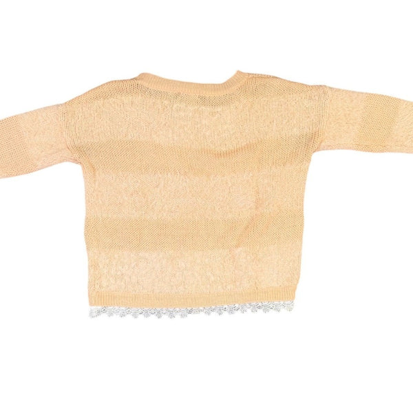 GB Women Beige Lace Trim Pullover Sweater Lightweight Size M