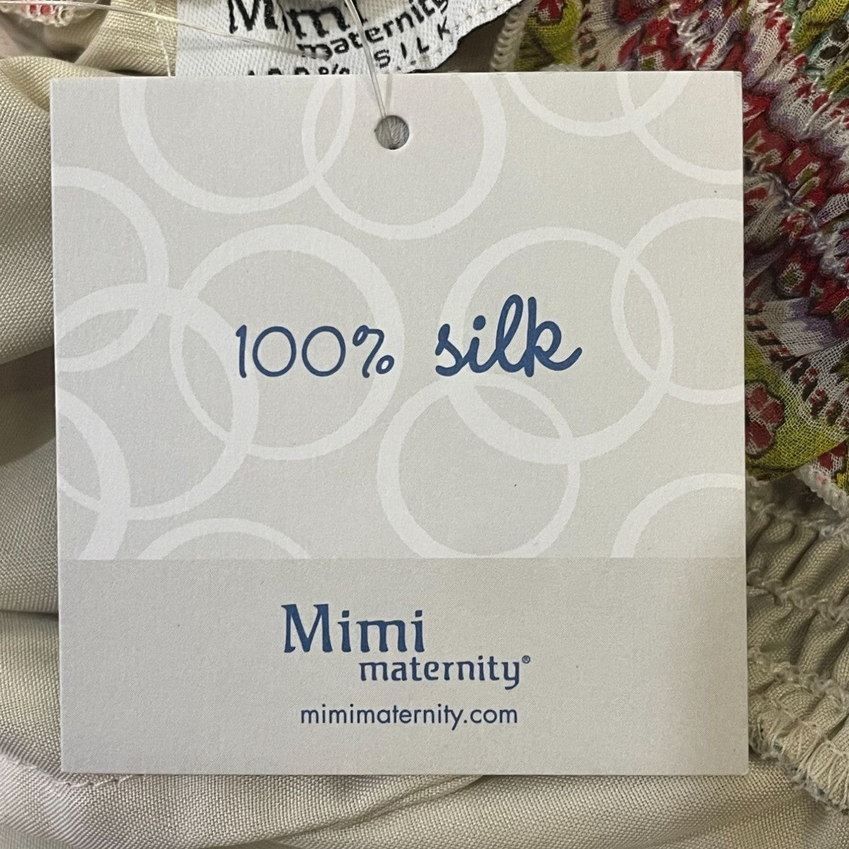 Mimi Maternity Floral Print Silk Dress M Multicolor Smocked Waist & Neckline New